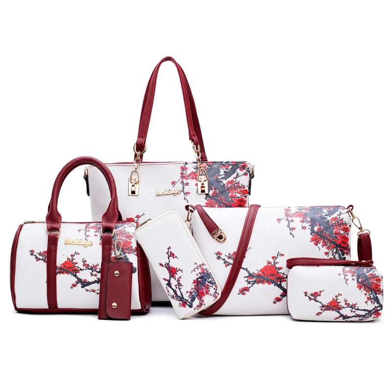 

2018 Spring New Style Ethnic-Style Printed Different Size Bags Six Pieces Set Cross-body One-Shoulder Handbag Fashion Women's Bi