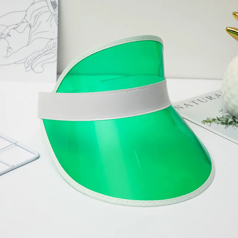Anti-UV Summer Men Women Sun Hat Color Transparent Empty Top Plastic PVC Sunscreen Hats Visor Caps Bicycle Sunshade Sports cap sun hat sun protection hat empty top hat