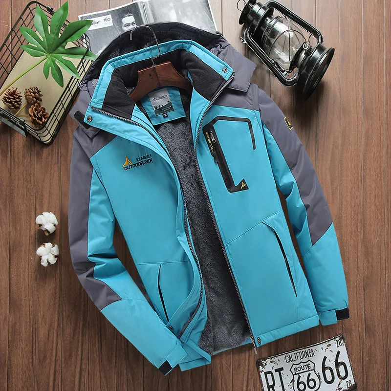 Зимнее теплое пальто для мужчин и женщин, водонепроницаемая ветрозащитная куртка для велоспорта, походная куртка, дополнительный размер - Цвет: Pale Blue M Women