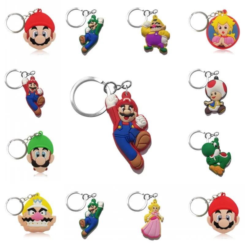 

1PCS PVC Cartoon Key Chain Super Mario Bro Mini Anime Figure Key Ring Kids Toy Pendant Keychain Key Holder Fashion Trinkets