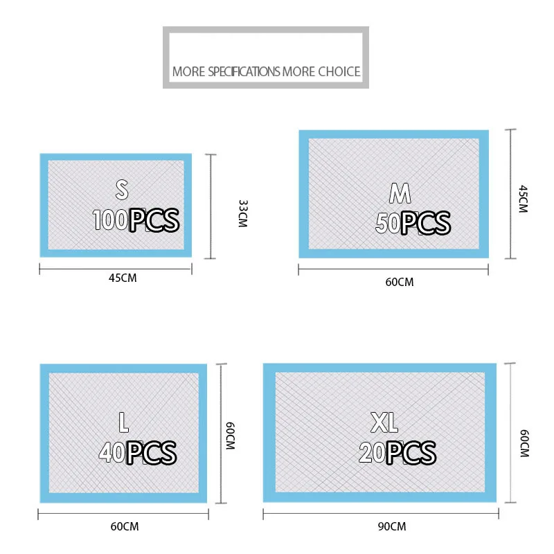 Disposable Changing Pads for Pets, Dog Diapers, Cleaning Supplies, 33cm x 45cm, 60cm x 90cm, 33cm x 45cm, 60cm x 90cm