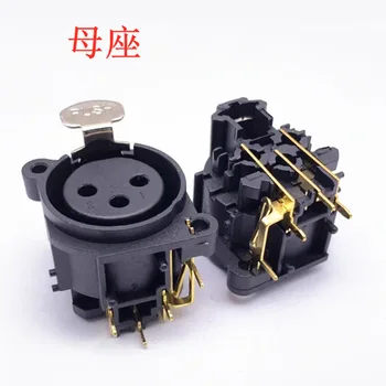 

2Pcs/lot 3Pole Gold Right Angle XLR Female Chassis PCB Panel Socket Connector For Mic socket