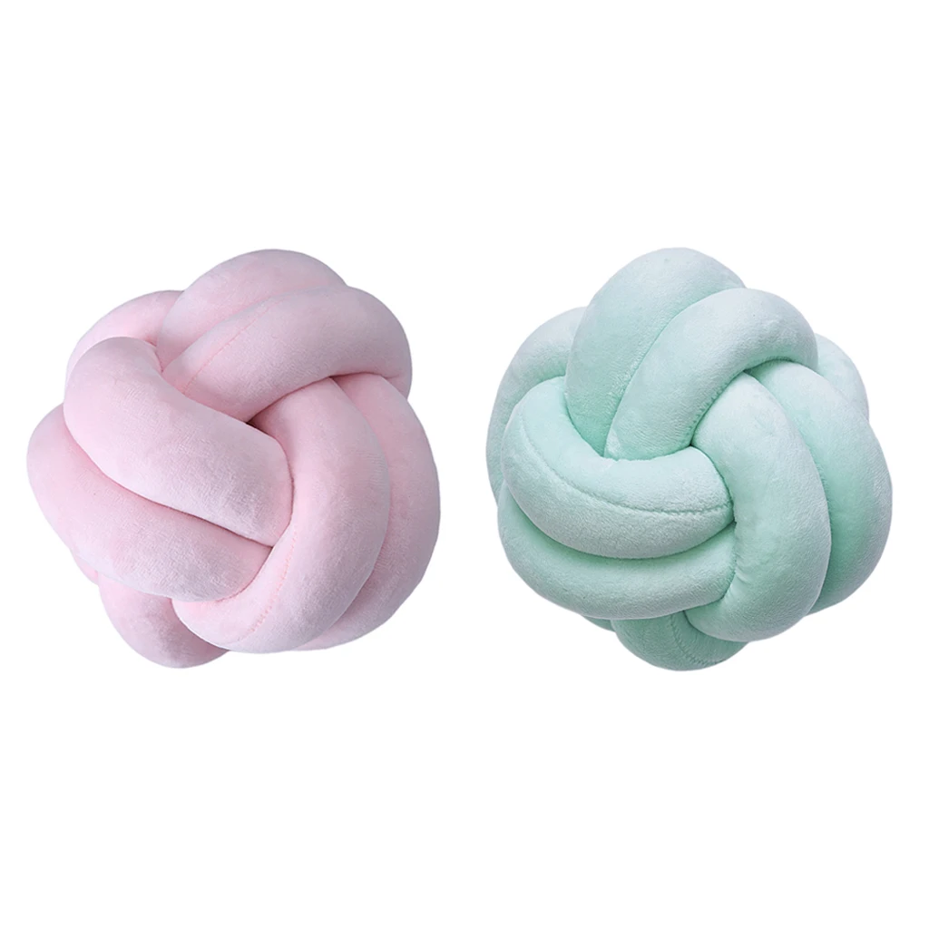 Set of 2 Knotted Pillow Soft Throw Cushion for Living Room Bedroom Bed