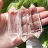 3PCS Natural White Quartz Clear Crystal Obelisk Reiki Treatment Healing Stone Polishing Double-pointed Hexagonal Wand 3