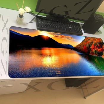 

XGZ Large Game Mouse Pad Black Precise Lock Edge HD Sunset Wallpaper Custom Office Computer Desk Mat Slip Lol Dota Player