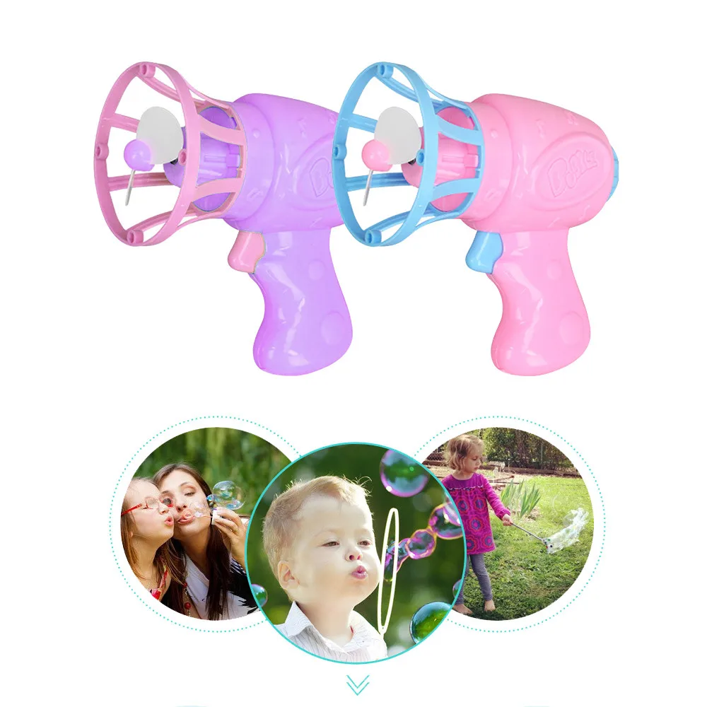 Летнее уличное устройство для выдувания мыльных пузырей Электрический автоматический магическое устройство для мыльных пузырей пистолет с мини-вентилятором детские игрушки для летняя игрушка для детей