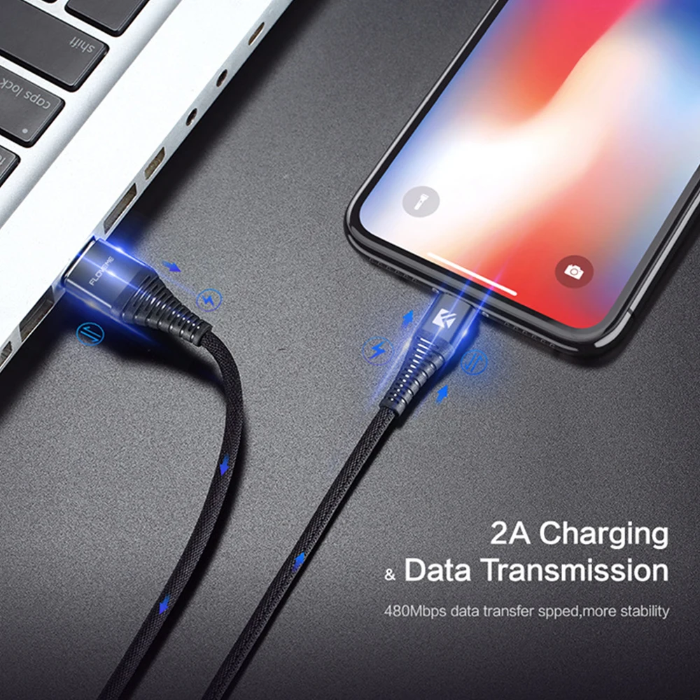 Кабель Micro USB FLOVEME для Apple, 1 м, высокопрочный нейлоновый кабель для быстрой зарядки и синхронизации данных, кабель для телефона Apple, смартфон
