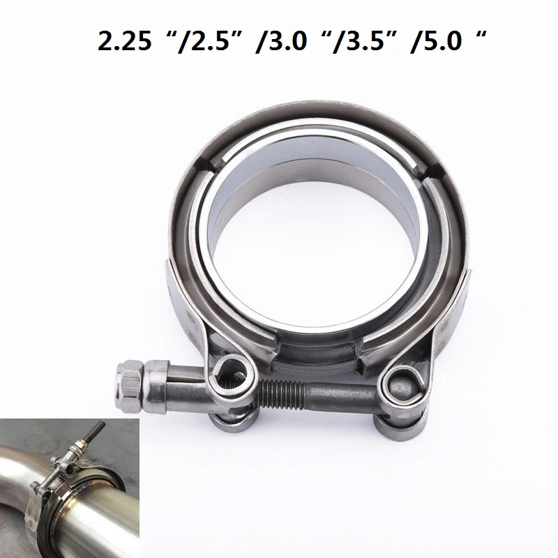 2.25'' V-Band Clamp & Flange Kit for Turbo Downpipe Exhaust Pipe Stainless Steel