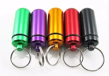 

400pcs Aluminum Medicine Pill Box Case Storage Drug Organizer Keychain Tablet Sundry Container Holder Free Shipping