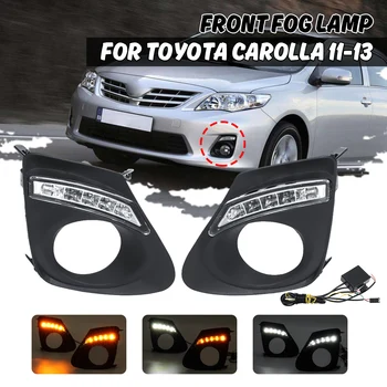 

Auto Flashing 2Pcs Daytime Running Lights Daylight Fog Lamp Cover With Turn Signal Lamp DRL For Toyota Corolla 2011 2012 2013