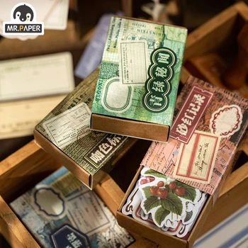 

Mr paper 100pcs 4Designs Sticker Sulfuric Acid Paper Green Red Blue Smbolic Peninsula Flower Green Leaf Secret Label Note Paper