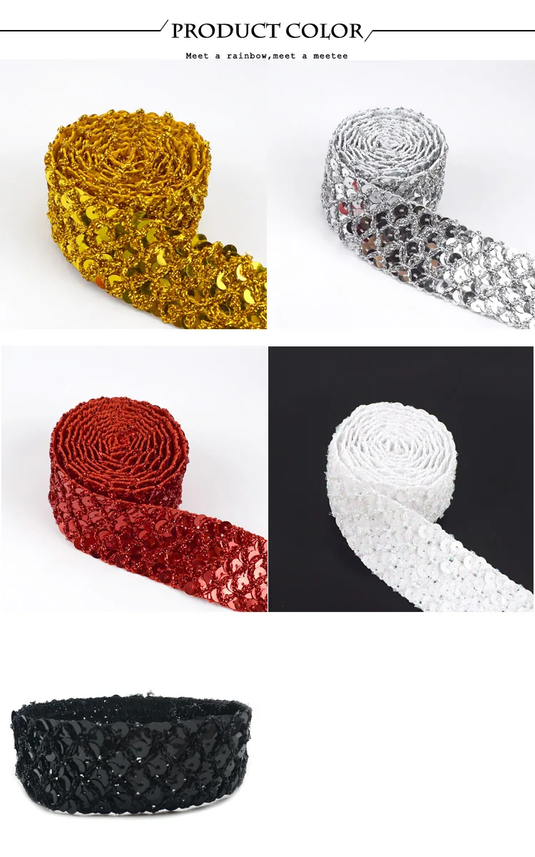 8Meters Meetee Sequin Lace Trim Ribbons Gold Silver Trims Fabric Stage Costume Dance Dress Paillette Band DIY Sewing Accessories