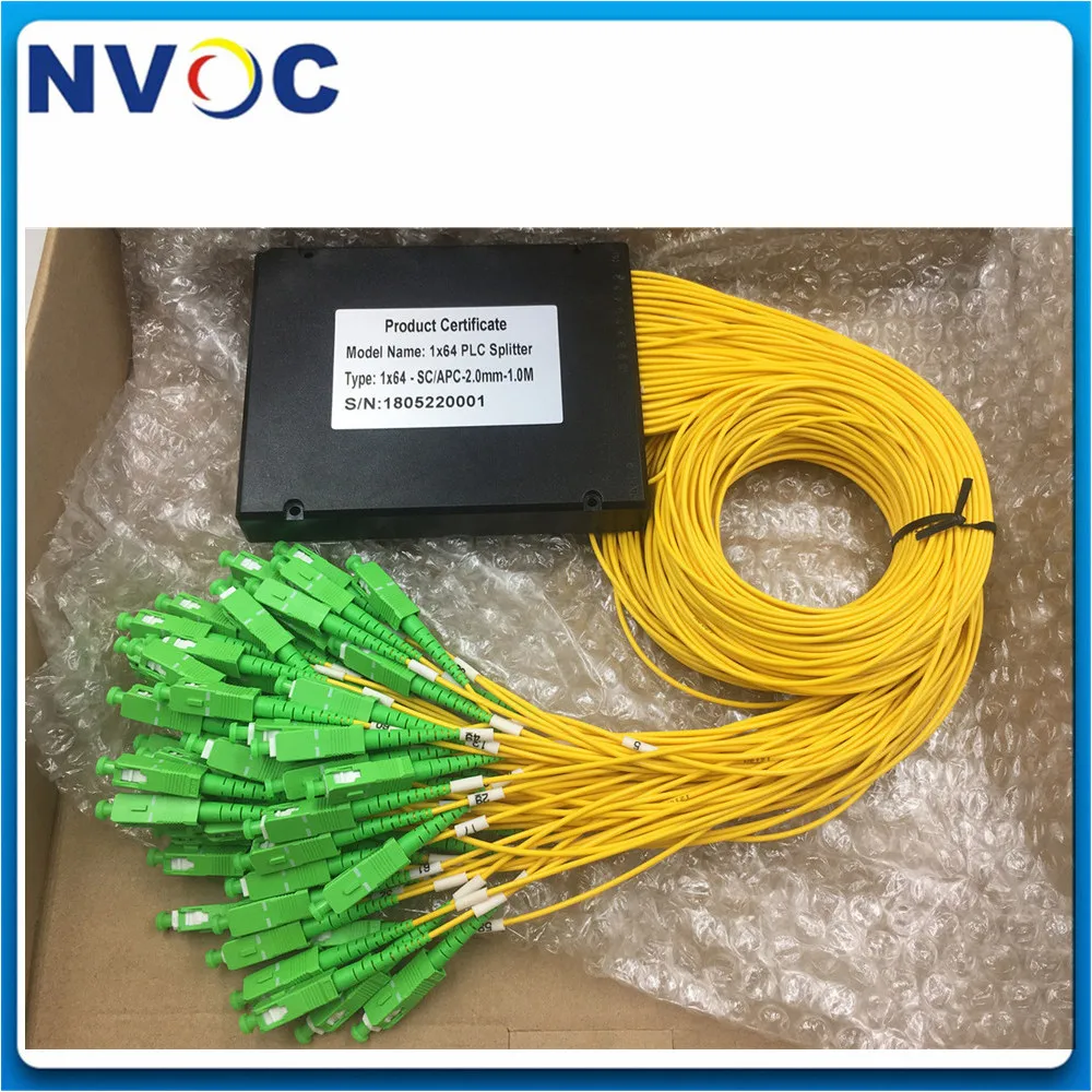 FTTTH 1*64 волоконный ПЛК сплиттер ABS коробка диаметр: 2 0 мм L: 1 м LC/SC/FC/STUPC GPON EPON 1x64 PLC