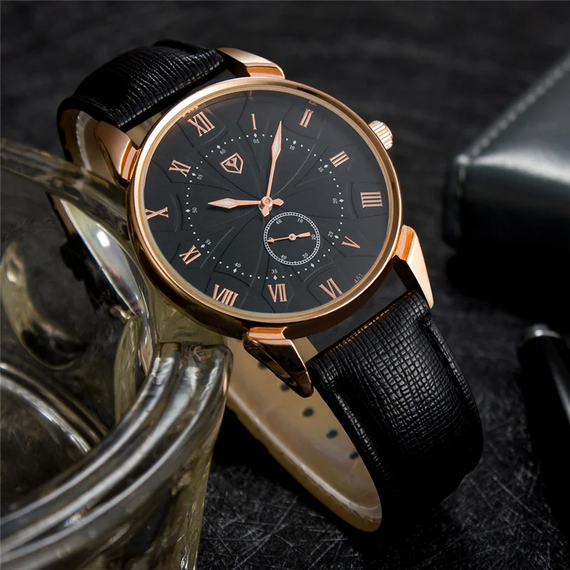 

Watches Men Leather Band Quartz Wristwatch Waterproof Roman Scale Second Hand Small Dial Clock Male Fashion Business Steel Watch