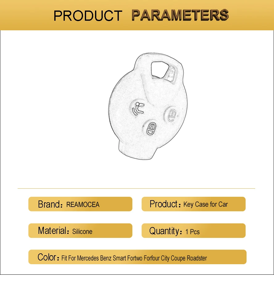 Reamocea 1 шт. 3 кнопки силиконовый чехол для ключей оболочка брелок крышка подходит для Mercedes Benz Smart Fortwo Forfour City купе родстер