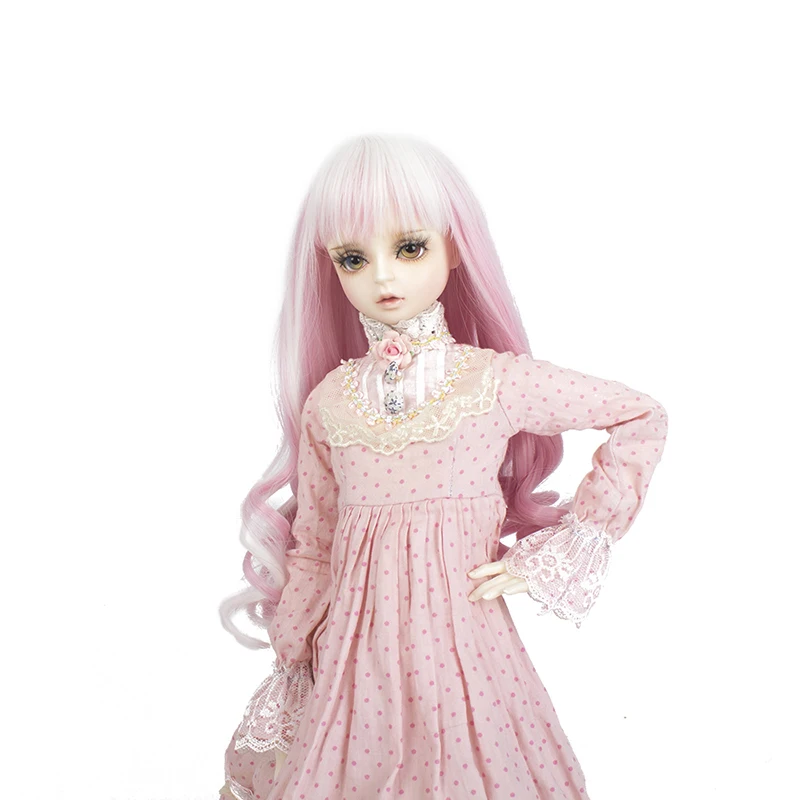 MUZIWIG bjd 1/3 термостойкий синтетический парик для куклы-ребенка волосы Ледяной Синий и серебристо-серый Смешанная волнистая прическа с челкой для парики для кукол