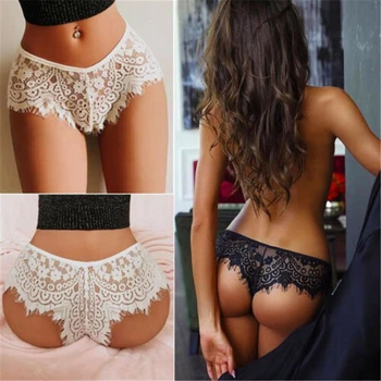 

Lace Sexy Panties Temptation Eyelashes Low Waist Cutout Briefs Underwear Transparent