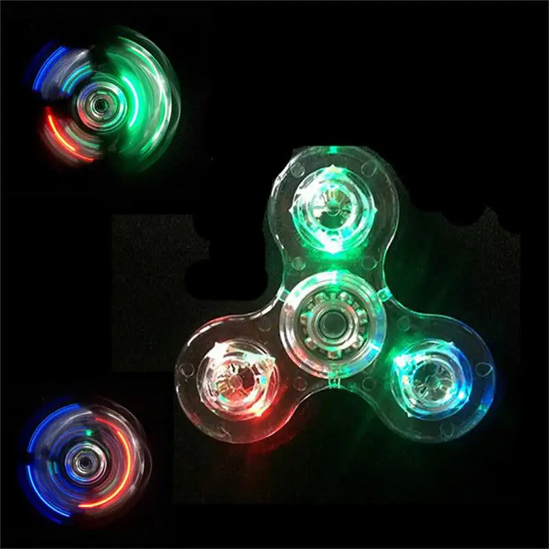 

Fidget Hand Spinner Finger Spinner Toy Focus Tri Spinner Fingertip Gyro Transparent Flash LED Flash Reduce Stress Gift Plastic