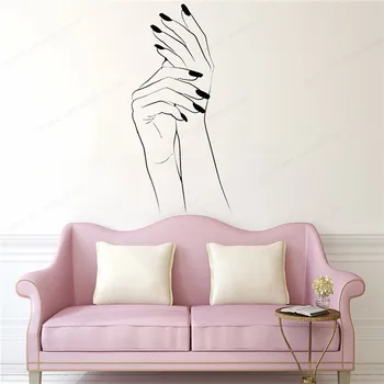 

Manicure Wall Decal Girl Hands Nails Design Art Murals nail Salon wall sticker vinyl window decor JH147