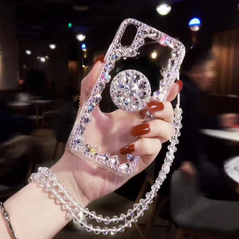 Роскошный сверкающий Алмазный чехол для телефона iphone11 11pro 11promax с браслетом Для
