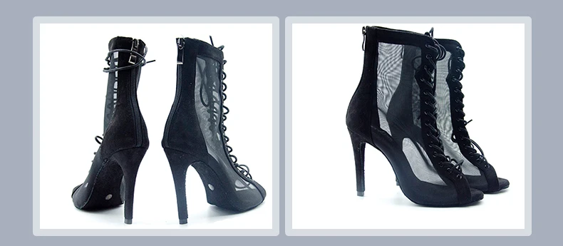 Women Dance Boots For Ladies High Heel Flannel Ballroom Modern Dance Shoes Black  Gilrs Soft Sole Bachata Salsa Dancing Shoes