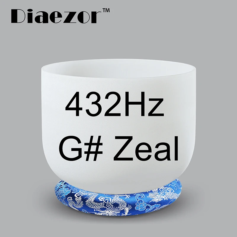 432Hz Zeal Diaezor 432 Гц 12 дюймов идеальный шаг C/D/E/F/G/A/B чакра матовый кварцт Хрустальная Поющая чаша с хрустальным молотком и цветной мат - Цвет: 432Hz Zeal