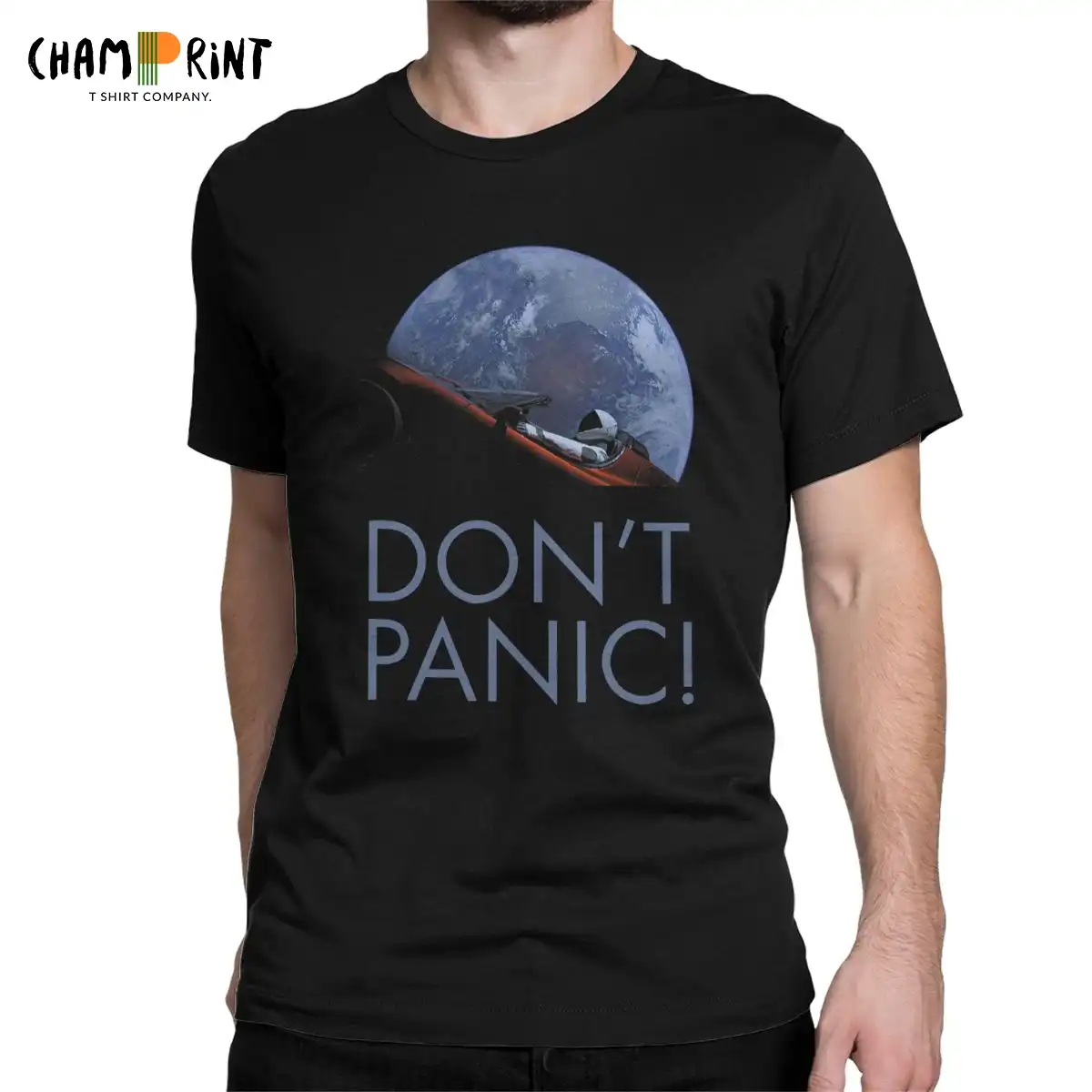 Men's T Shirt Spacex Don't Panic In 2019 Fashion Tees Funny Geek Science Physics Scientist T Shirts Round Collar Clothing|T-Shirts| - AliExpress