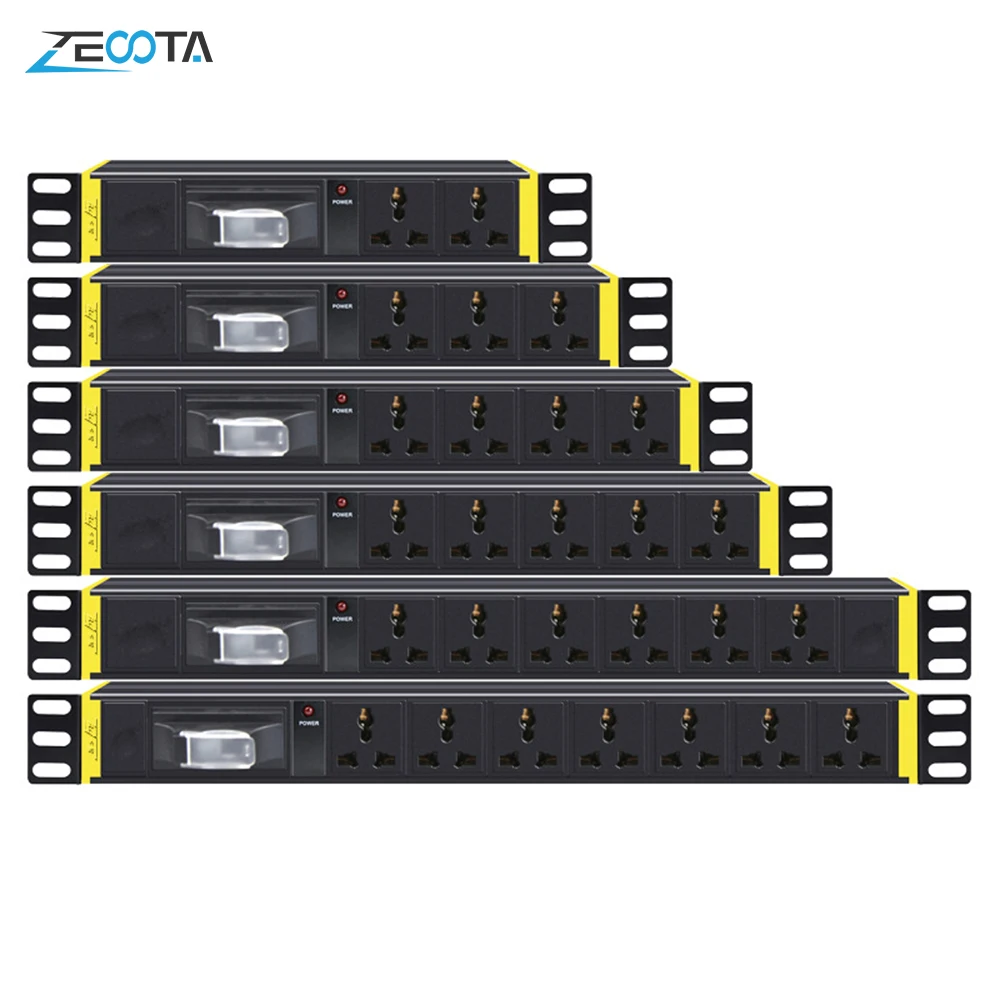 PDU 1U стойка сетевого шкафа Блок питания распределение универсальных розеток