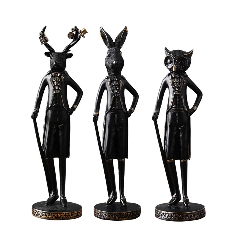 Exquisite Luxury Resin Animal Figurines Abstract Deer Rabbit Owl Model For Home Decoration Accessories Children Toys Gifts | Дом и сад