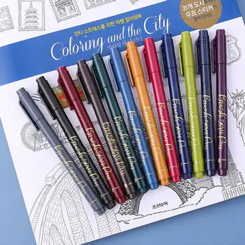 

12 Color Calligraphy Marker Brush Pen Small Regular Script Art Drawing Signature