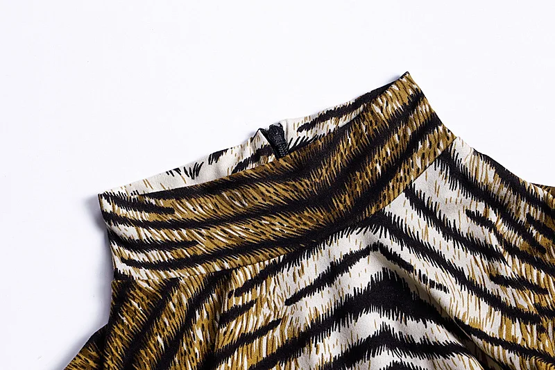 STAY TIDY Tiger Леопардовый принт Облегающий комбинезон с длинным рукавом макет шеи молния сексуальный комбинезон боди осень зима женские Клубные Комбинезоны