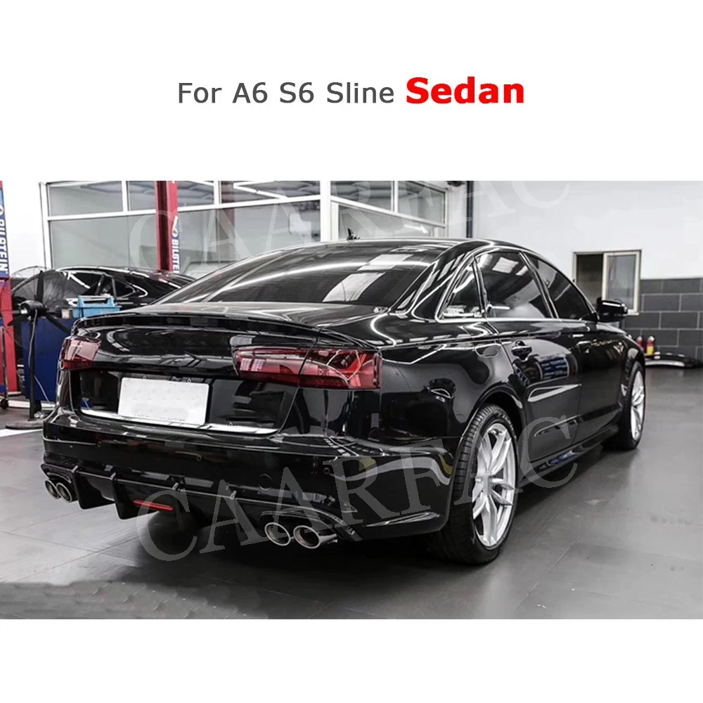 Задний диффузор из углеродного волокна для Audi A6 S6 C7.5 Sline-(не для A6 стандарт) K стиль автомобильный бампер - Цвет: For Sedan Car