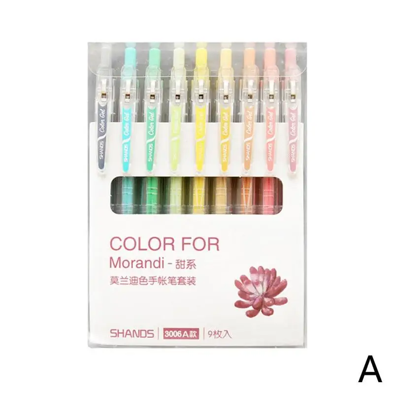 

9-Color Set Morandi Colorful Simple Fashion Hand Account Refill Gel Pen Color Student Painting Graffiti High-End Supplies