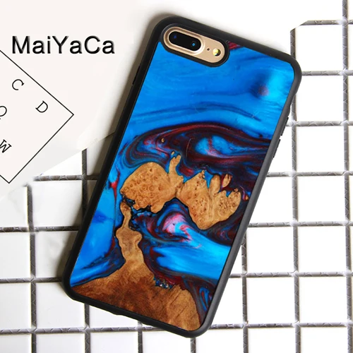 Темно-серый MaiYaCa роскошная деревянная смола для iPhone 4S SE 5C 5S 6S 7 8 Plus X XR XS MAX для samsung черный мягкий чехол для телефона резиновый силиконовый - Цвет: Темно-серый
