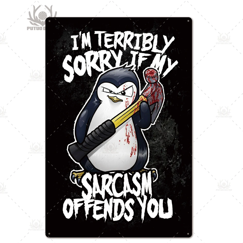 Crazy Penguin металлический плакат Забавный металлический оловянный знак железная Живопись Домашний Декор декоративная металлическая тарелка Настенный декор - Цвет: TH3033