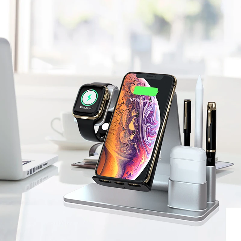 Беспроводное зарядное устройство Qi для iPhone X XS Samsung S8 S9 Airpods Apple Watch 4 3 2