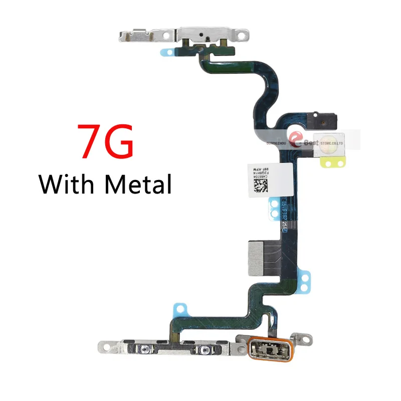 Power Flex Kabel dengan Logam untuk iPhone 7 7 Plus Volume Switch On Off Tombol Suku Cadang Pengganti