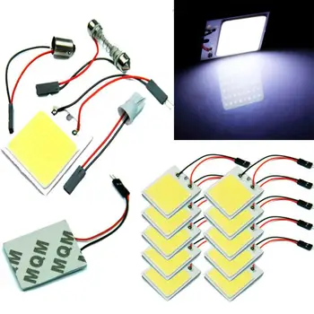 

2020 New 10pcs/lot 48 led SMD COB LED Car Panel Light Interior Room Dome Car Light T10 Adapters Cabin Lights Bulbs Lamps #Ger