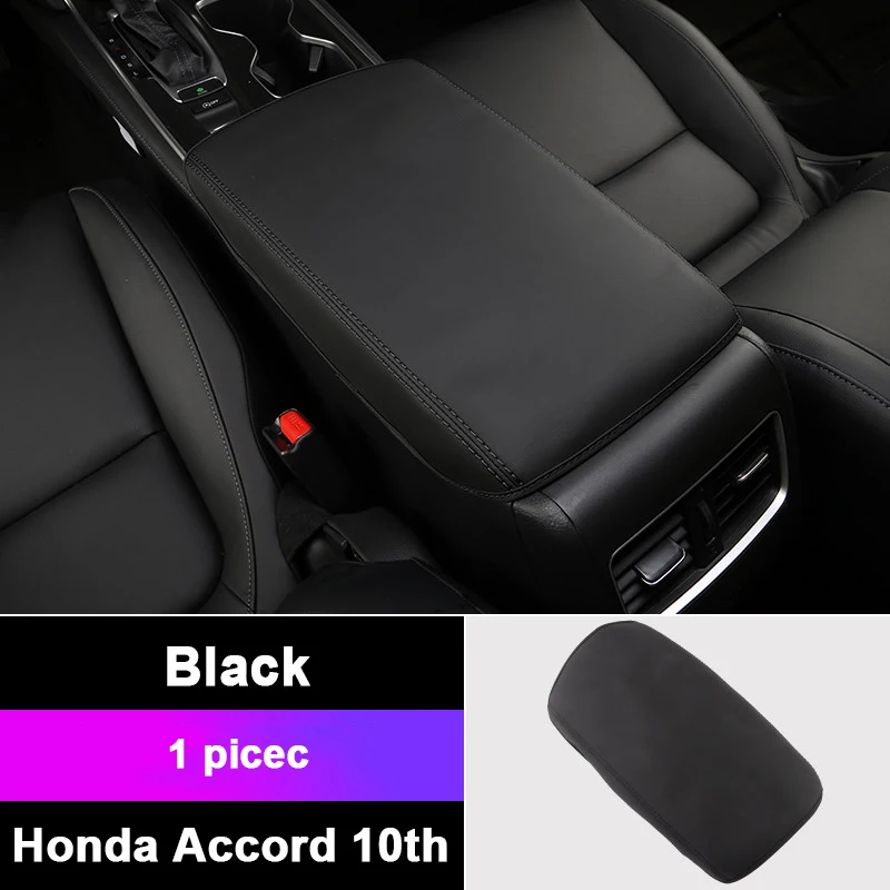 Кожаный Автомобильный подлокотник, накладка, консоль, авто сиденье, подлокотник, защита, подушка, коврик для Honda Accord 10th, аксессуары - Название цвета: Black
