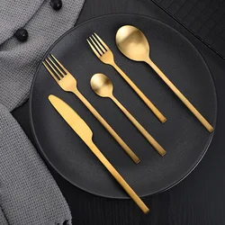 20Pcs Matte Cutlery Set 304 Stainless Steel Knife Fork Spoon Set Kitchen Dinner Silverware Dinnerware Sets Dropshipping