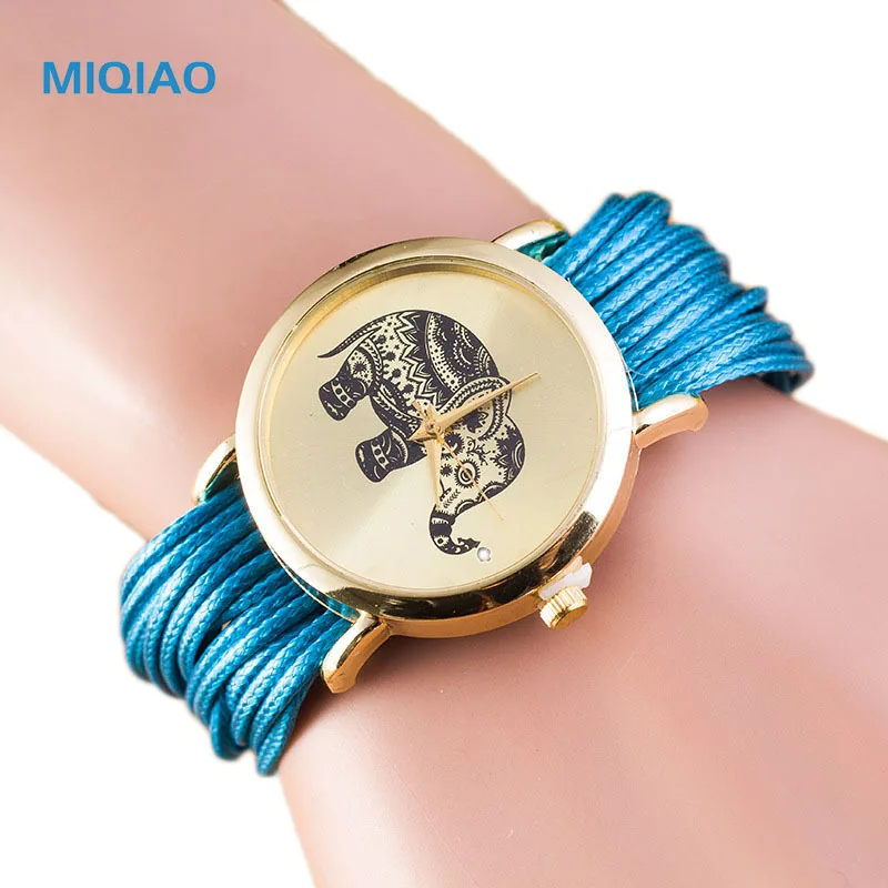 MIQIAO часы со слоном браслет женские наручные Twine Boho этнический стиль Ribbom Relojes Mujer 2020