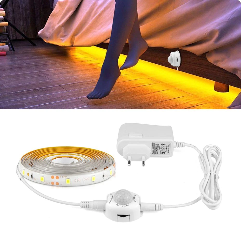 Luces LED con sensor de movimiento PIR, juego de luz inalámbrico DC12V, ideal para instalar