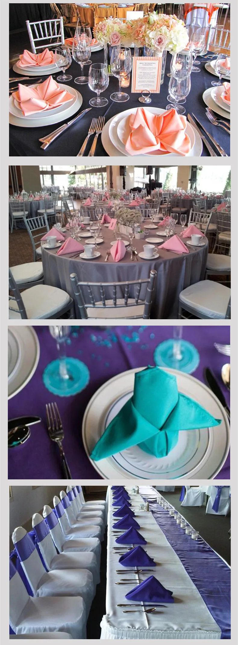 Description Picture 4 of item50cmx50cm Square Satin Table Napkins Soft Handkerchief Romantic Wedding Banquet Table Cloth Dinner Decoration Custom Napkins