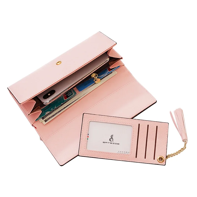 Korean Fashion Tassel Long Wallet Large-Capacity Multi-Card Women's Coin Purse Cross Buckle