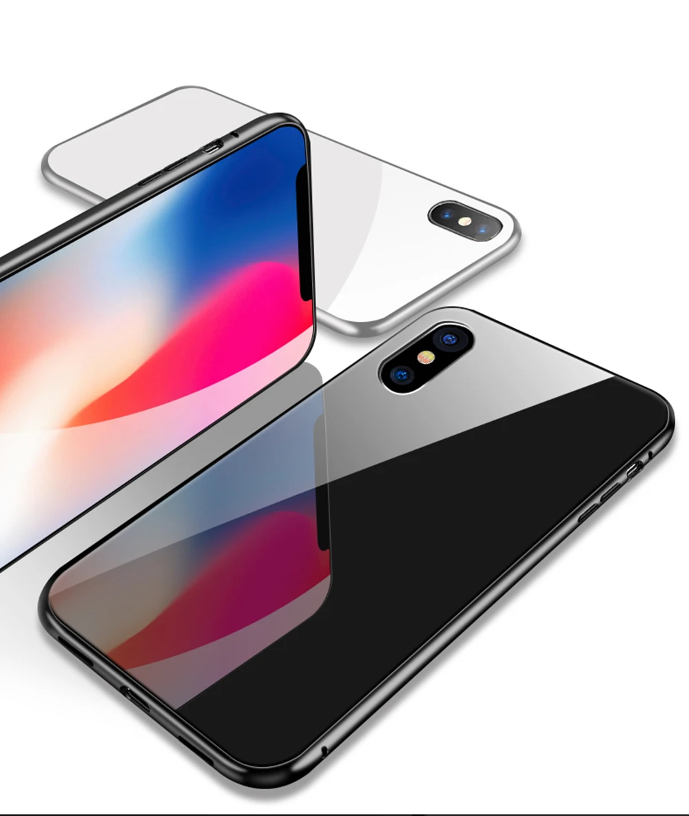 Для iphone 7 чехол с магнитной адсорбцией мобильный чехол для телефона для iphone X 8 Plus прозрачное закаленное стекло встроенный Магнит Стильный чехол
