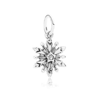 

925 Sterling Silver DIY Jewelry Snowflake Dangle Charm fit Lady Bracelet Bangle
