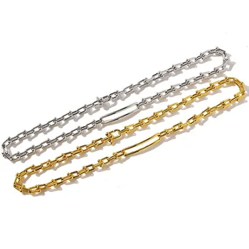 

Wholesale designer men and women luxury jewelry necklace chain U-shaped stainless steel sweater chain 2020 fashion Japan