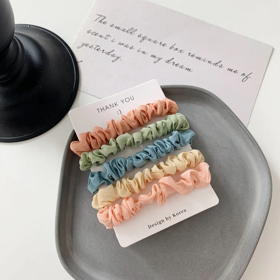 Macaron 5 шт. Женская Корейская версия кольца для волос аксессуары для волос для девочек цветная лента для волос повязка для волос конский хвост аксессуары для волос - Цвет: Macaron