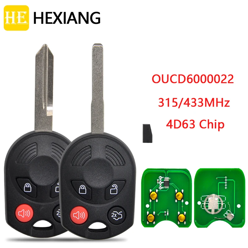 HE Xiang Car Remote Control Key For Ford C-Max Edge Escape Focus Lincoln Mazda Mercury 315/434Mhz OUCD6000022 4D63 80bit Car Key