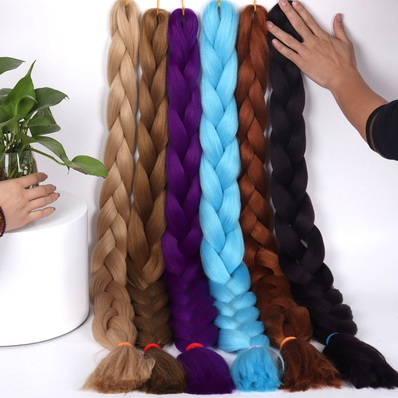 

165g / Braided Hair African Big Braid One 82 Inch Synthetic Thermal Fiber Braiding Hair Solid Color Crocheted Oversized Braid